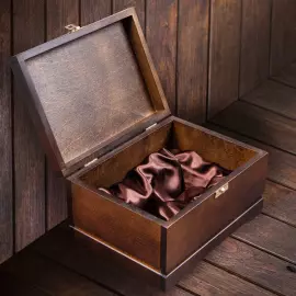 Cognac glass with natural stone (Carnelian) in a wooden box